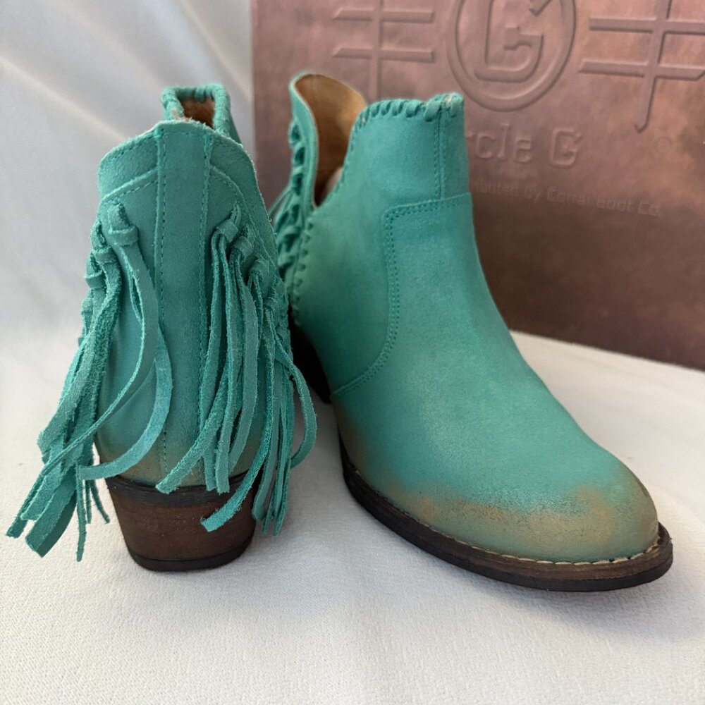 Circle G Turquoise Fringe Shortie Boots by Corral Boot Co. – Size 9